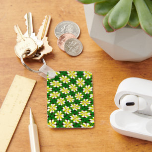Yellow Frangipani Pattern Key Ring