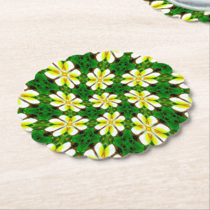 Yellow Frangipani Pattern Paper Coaster