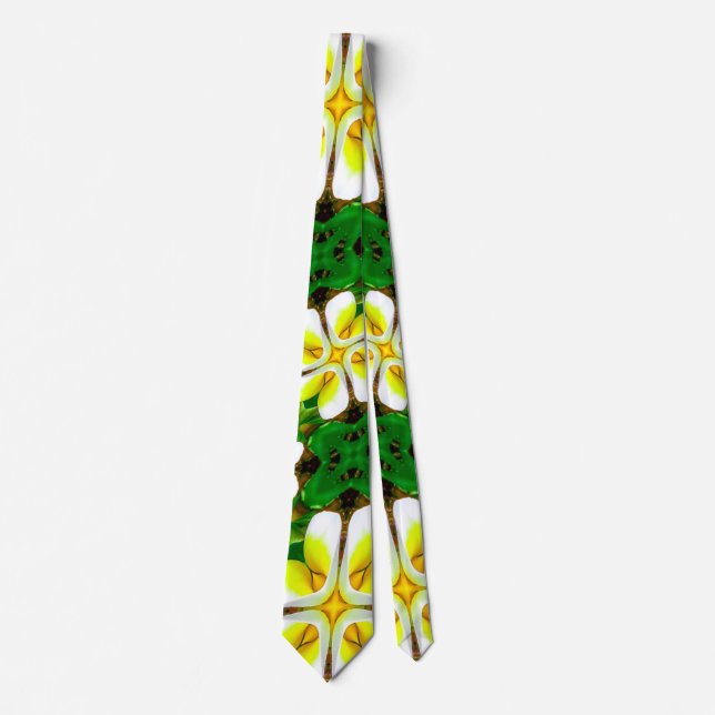 Yellow Frangipani Pattern Tie (Front)