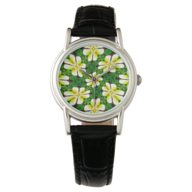 Yellow Frangipani Pattern Watch (Front)