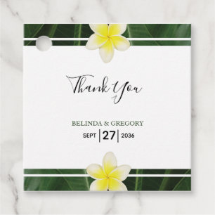 Yellow Frangipani Plumeria Wedding Gift Favour Tags