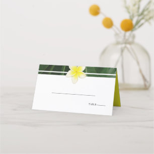 Yellow Frangipani Plumeria Wedding Place Card