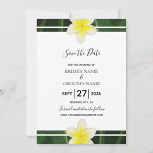 Yellow Frangipani Plumeria Wedding Save The Date
