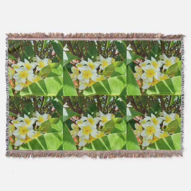 Yellow Frangipanis Growing On A Tree, Throw Blanket (Front)