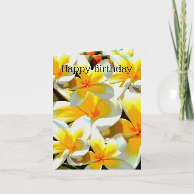 Yellow Frangipanis Oil Painted, Birthday Card, Card (Front)