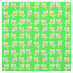 Yellow Frangipanis On Green, Fabric