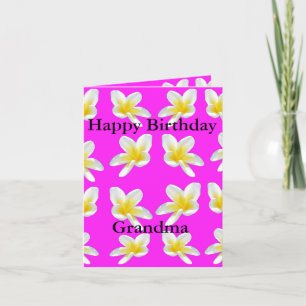 Yellow Frangipanis On Pink, Card