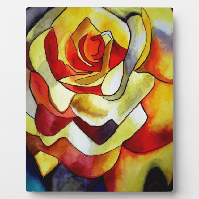 Yellow Freesia flower watercolor art painting Plaque (Front)