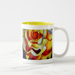 Yellow Freesia watercolor original aer flower Two-Tone Coffee Mug