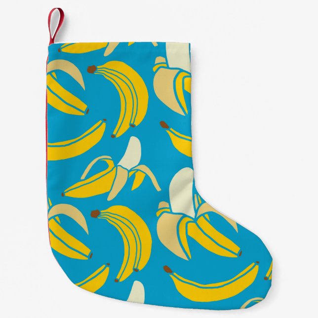 yellow fresh fruit tropical banana seamless patter small christmas stocking (Front)