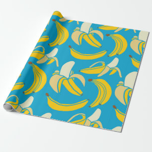 yellow fresh fruit tropical banana seamless patter wrapping paper