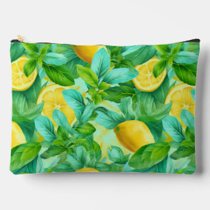 Yellow Fresh Lemons Watercolor Illustration Accessory Pouch