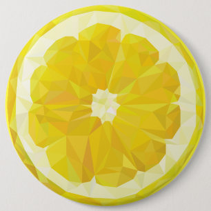 Yellow fresh sour lemon slice modern  6 cm round badge