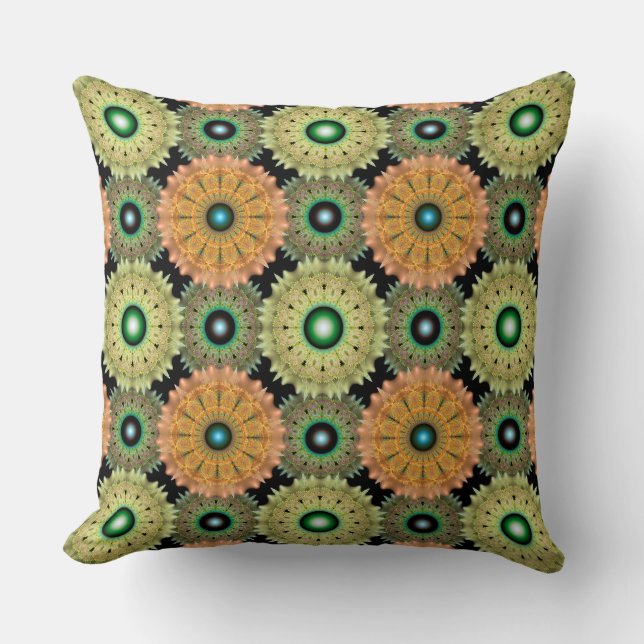 Yellow frilly bright pattern cushion (Front)