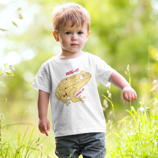 Yellow Frog Cartoon  Toddler T-Shirt (cute yellow frog toddler baby t-shirt.)