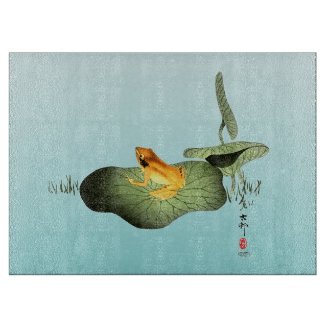 Yellow Frog on Lotus Leaf Cutting Board (Front)