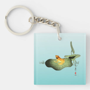 Yellow Frog on Lotus Leaf Key Ring