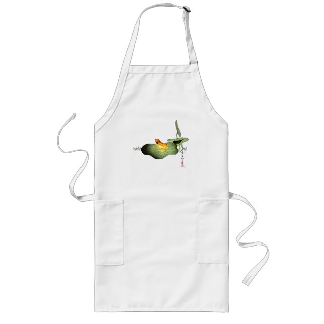 Yellow Frog on Lotus Leaf Long Apron (Front)