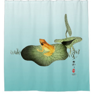 Yellow Frog on Lotus Leaf Shower Curtain