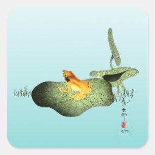 Yellow Frog on Lotus Leaf  Square Sticker