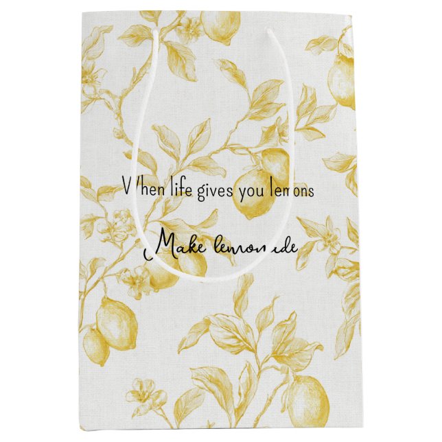 Yellow Fruit Lemons Make Lemonade Medium Gift Bag (Front)
