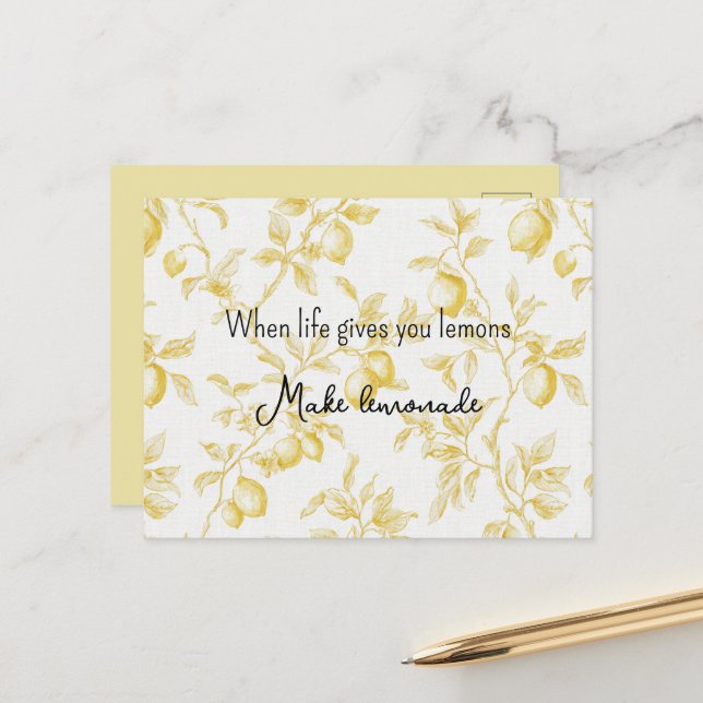 Yellow Fruit Lemons Make Lemonade Postcard (Front/Back In Situ)