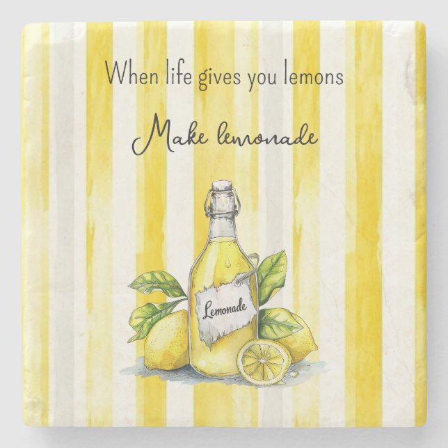 Yellow Fruit Lemons Make Lemonade Stone Coaster (Front)