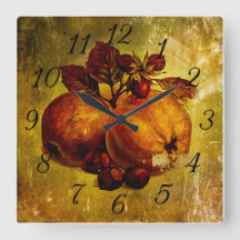 Yellow fruit vintage clock