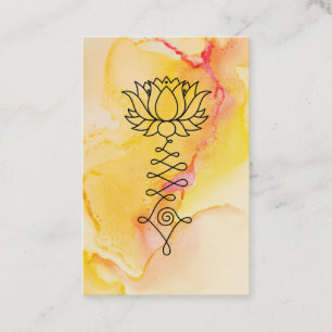 *~* Yellow Fuchsia Lotus Reiki Healing Yoga Reiki Business Card