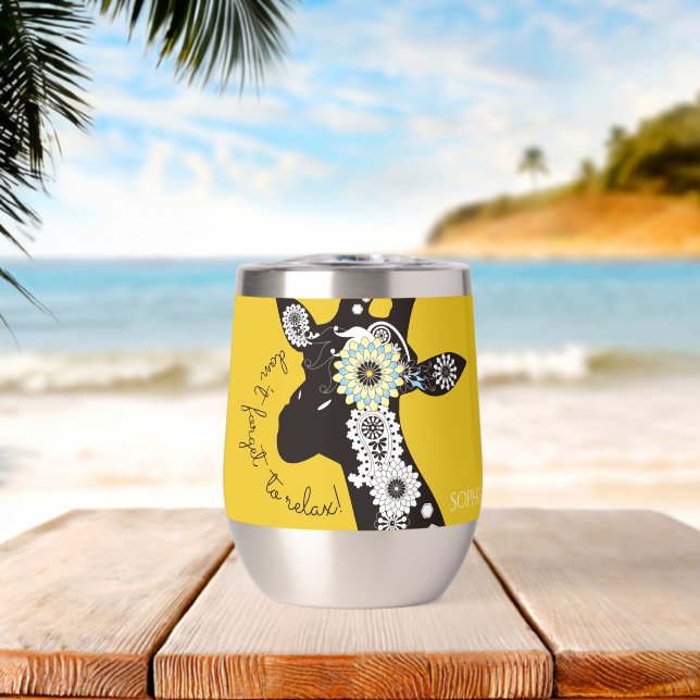 Yellow Funky Funny Giraffe Relax Personalised (Beach (Rotated))