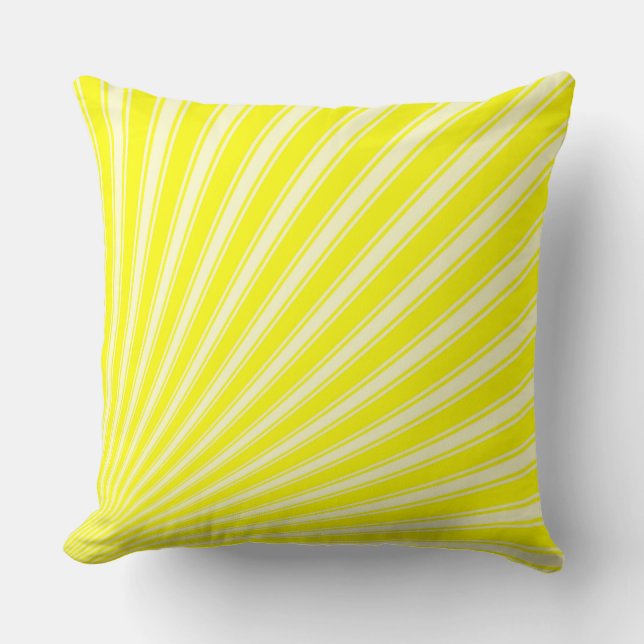 Yellow Funky Sun Rays Background Cushion (Front)