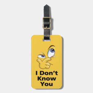 Yellow Funny Cartoon Face Luggage Tag