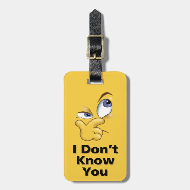 Yellow Funny Cartoon Face Luggage Tag (Front Vertical)