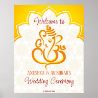 Yellow Ganesha with mandala background Hindu