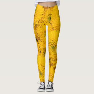 Yellow garden asters Perfect colour summer flower  Leggings