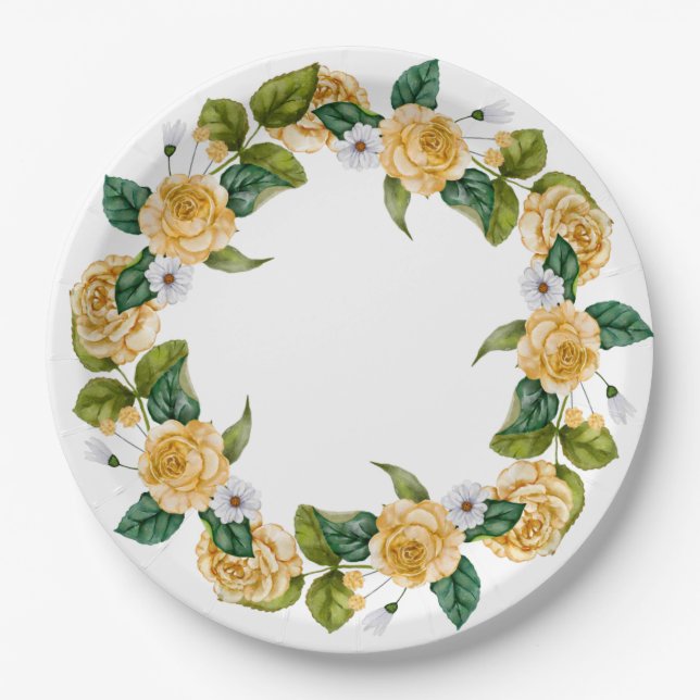 Yellow Garden Party  Paper Plate (Front)