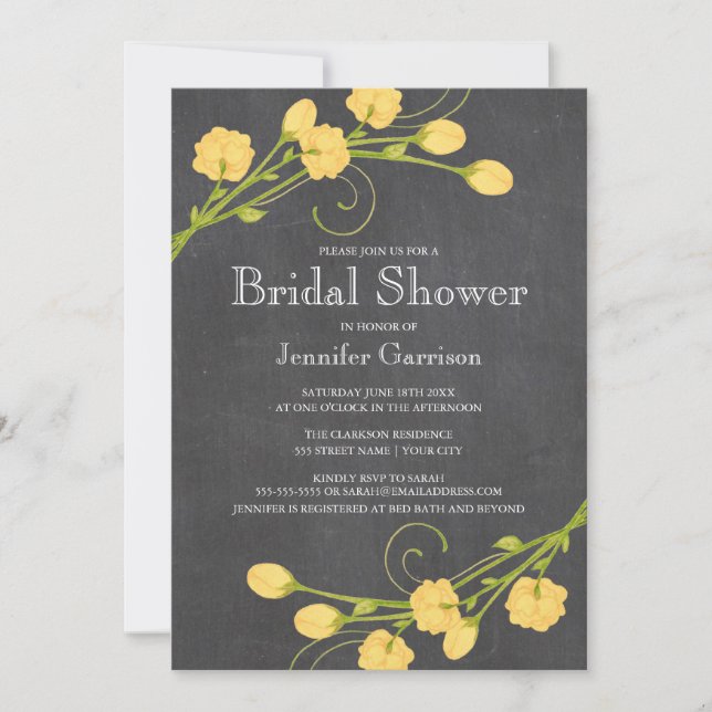 Yellow Garden Roses Bridal Shower Invitation (Front)