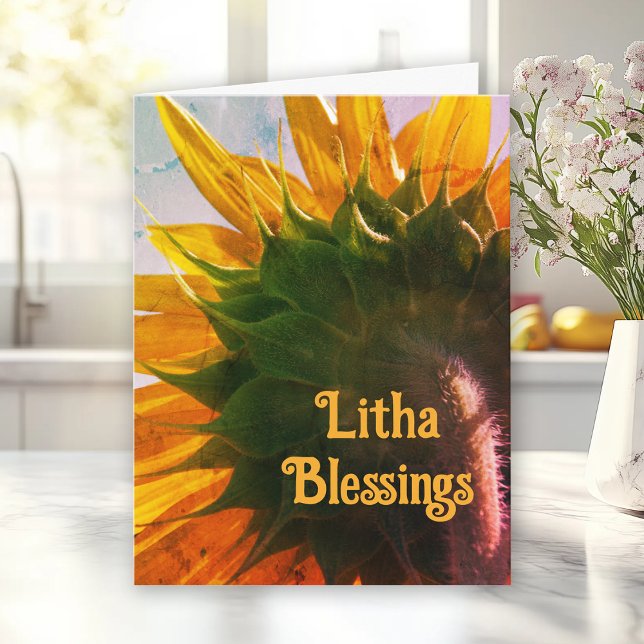Yellow Garden Sunflower Litha Summer Solstice Card (Creator Uploaded)