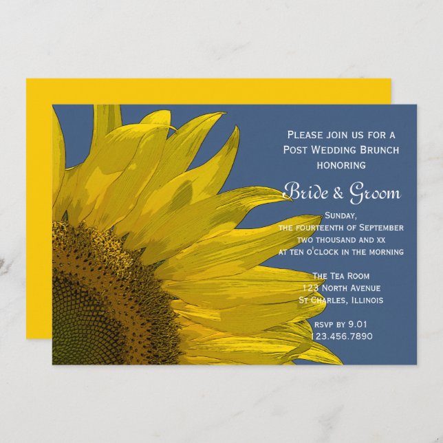 Yellow Garden Sunflower Summer Wedding Brunch Invitation (Front/Back)