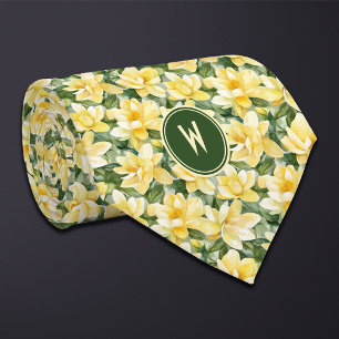 Yellow Gardenias Floral Tie