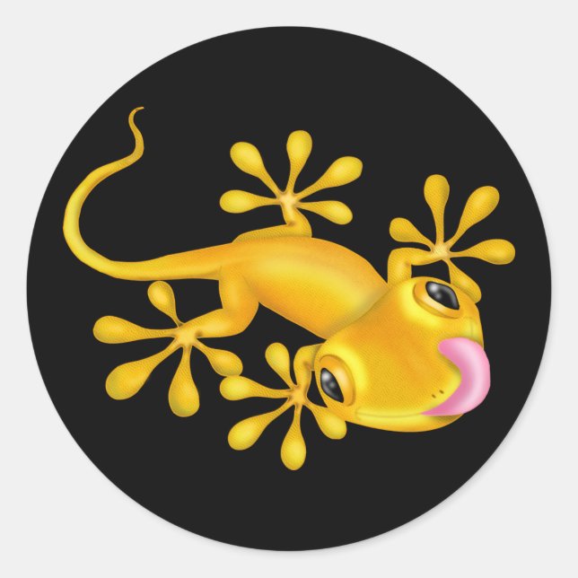 Yellow Gecko Lizard Round Sticker (Front)