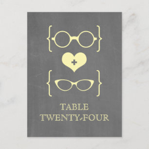 Yellow Geeky Glasses Chalkboard Table Postcard
