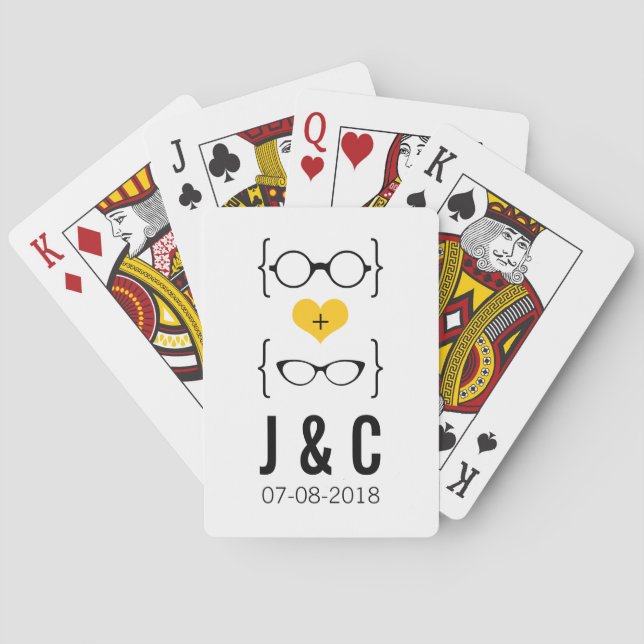 Yellow Geeky Glasses Playing Cards (Back)