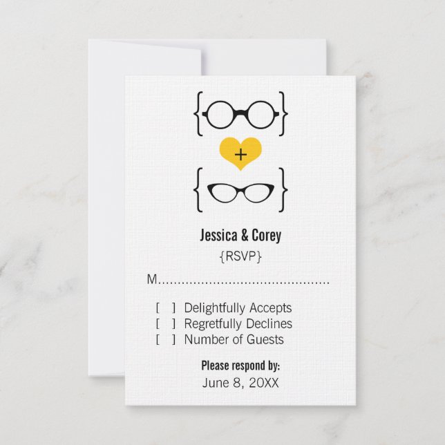 Yellow Geeky Glasses Response Card (Front)