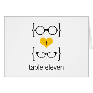 Yellow Geeky Glasses Table Number Card