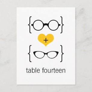 Yellow Geeky Glasses Table Number Postcard