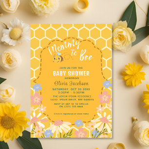 Yellow gender neutral Mummy to Bee baby Shower Invitation