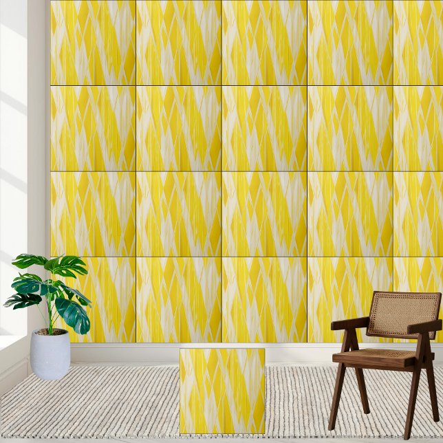 Yellow Geometric Diamond Pattern Ceramic Tile (Yellow Geometric Diamond Pattern Ceramic Tile)