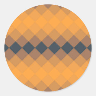 Yellow, geometric, lively, abstract trendy pattern classic round sticker