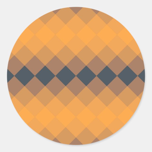 Yellow, geometric, lively, abstract trendy pattern classic round sticker (Front)